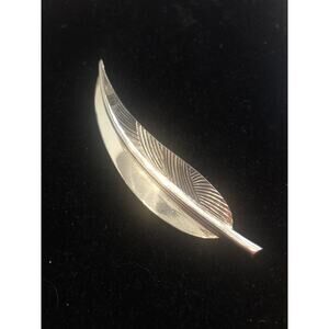 Vtg MCM Sterling Silver Danecraft Modernist Large Feather Brooch 14.3g 925